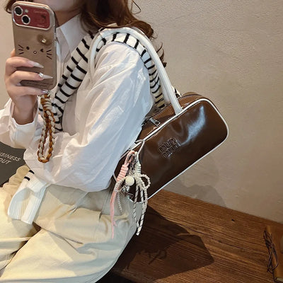 Designer Bowling Tote Women's Oversized Shoulder Bag, High-Capacity Office Handbag, Fashionable Minimalist Crossbody Purse