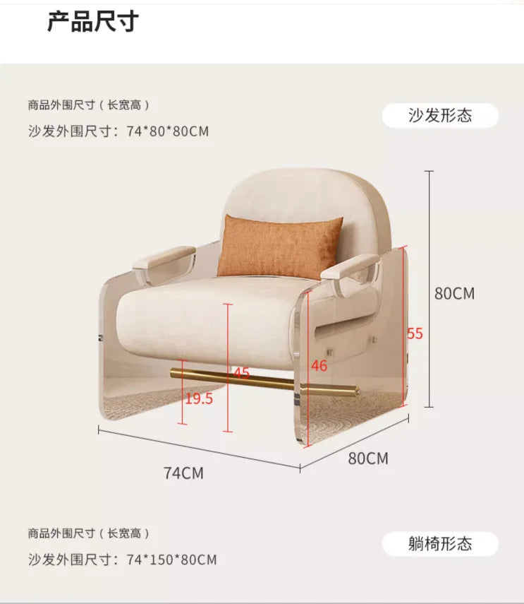 Cream Wind Folding Sofa Bed Single Living Room Small Apartment Dual-purpose Fabric Suspension Sofa Study Folding Bed