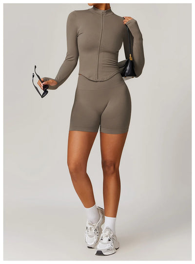 Seamless Athletic Wear Women's Clothes 2 Pieces Yoga Set Workout Sportswear Gym Clothing High Waist Leggings Fitness Sports Suit