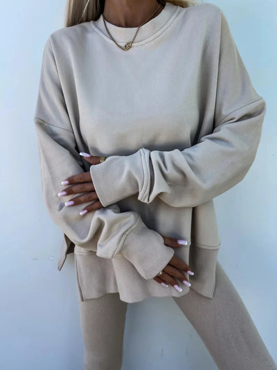 Lounge Sets for Women Two Piece Travel Outfits Sweatsuits Autumn Winter Fashion 2024 Trendy Loose Oversized Tee Tight Trousers