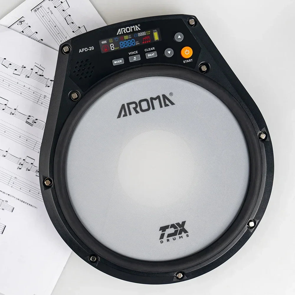 AROMA APD-20 Electronic Drum Dumb Drum Beating Board Percussion Instrument Electronic Mute Drum Pad Vocal Metronome Training Pad