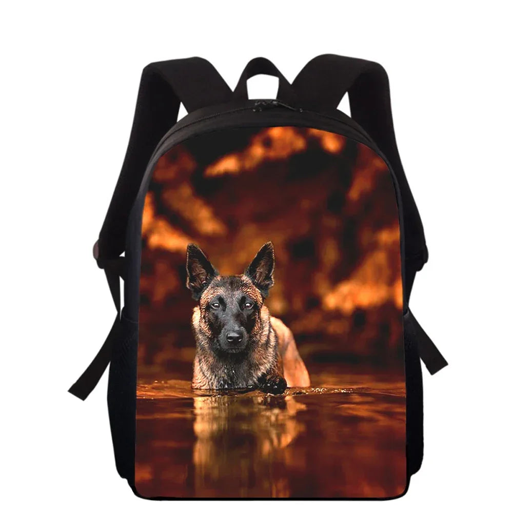 German Shepherd Dog 16" 3D Print Kids Backpack Primary School Bags for Boys Girls Back Pack Students School Book Bags