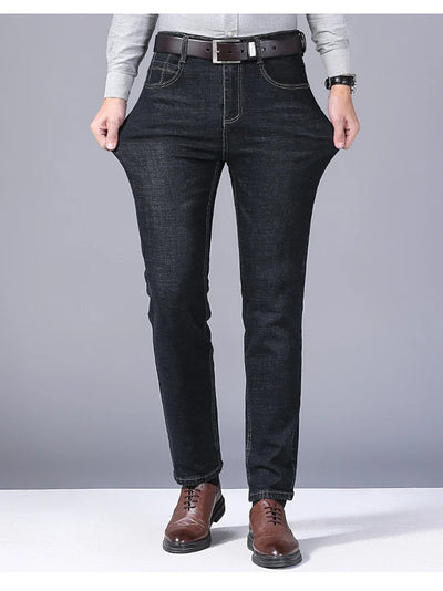 Men Fashion Straight Jeans Men 2024 New Stretch Slim Fit Pants Comfortable Soft Business Denim Trousers Male Brand Clothing
