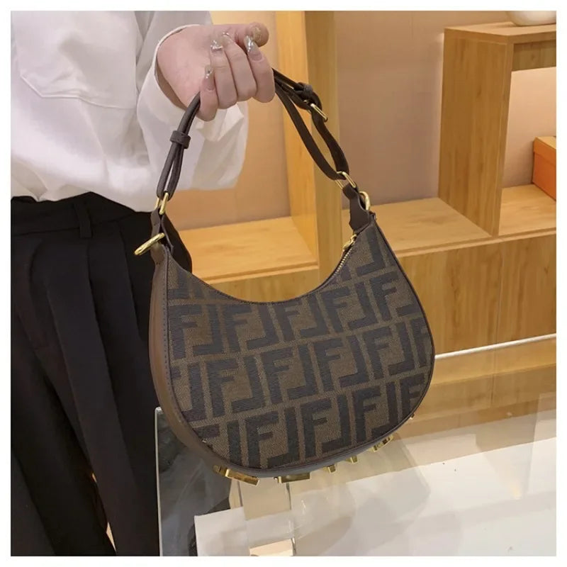 ‌2025 New Designer Underarm Bag Women Fashion Shoulder Handbag PU Leather Monogram Letter Print Crossbody Purse‌