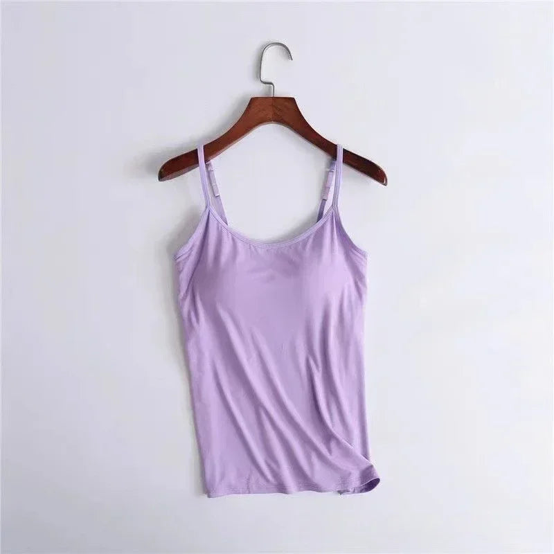 Higher Quality Solid Padded Bra Sexy Women Tops Camisole Top Women Vest Women Camisole with Built in Bra Cami Top Vest Tank Top