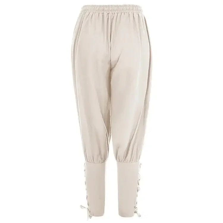 New Trendy Men's Casual Trousers Drawstring Pants Medieval Pirate Trousers Cotton and Linen Streetwear Pants Daily Wear