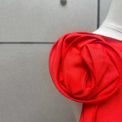 Linen Blend One-Shoulder Women's Vest Y2K Style Peplum Top with Stereoscopic Flower Decoration Elegant Commuter Wear for Summer