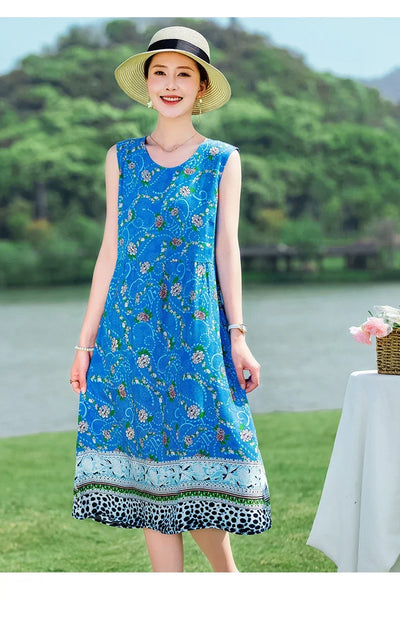 New 2024 Women Summer dresses print  Women  sleeveless Boho Beach Dress Vintage  Dresses  Sundress Beach Dress Tunic  Vestidos