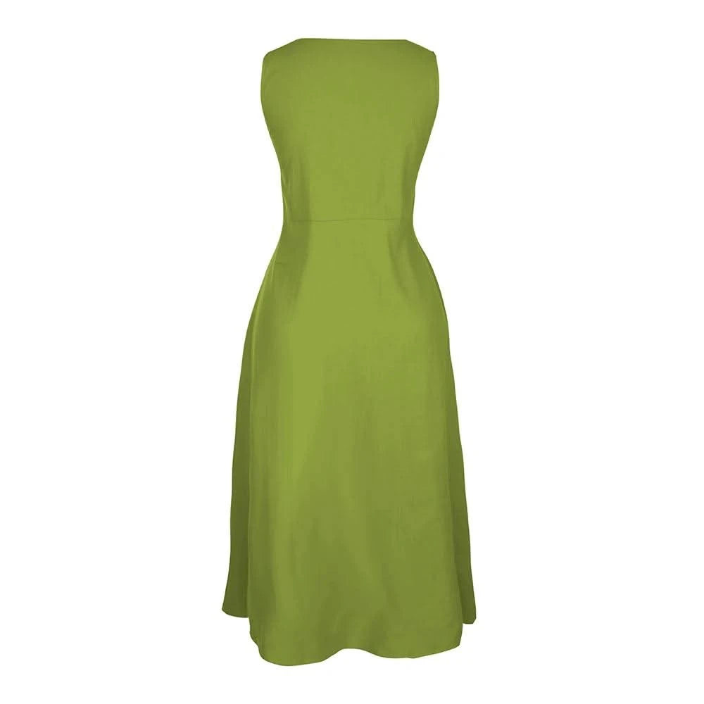 Cotton Linen Sleeveless Dress for Women Summer Pullover Skirt Vestidos Fashion Female Clothing Short Sleeved Loose Long Dress