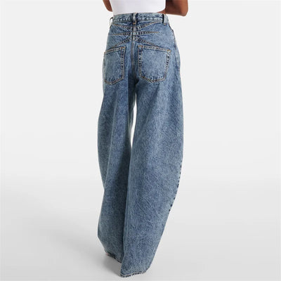 Women's pants 2025 autumn new high waisted slim women's jeans pure cotton straight leg pants  Wide leg pants curved knife jeans