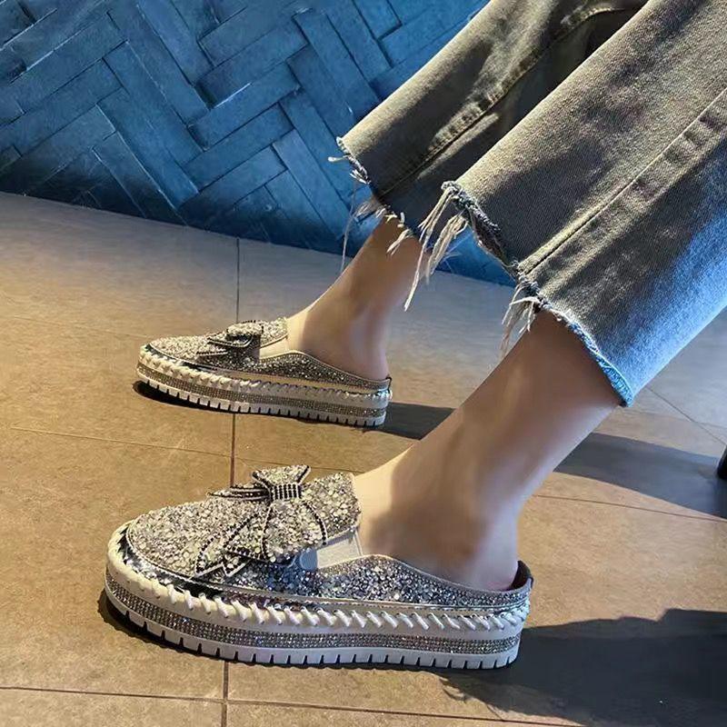 Autumn Women Thick Bottom Sneaker Running Fashion Designer Woman Shoes Trend 2024 Casual Canvas Mirror Luxury Rhinestone Spring