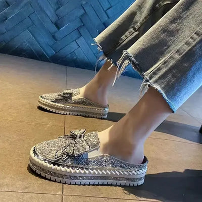 Autumn Women Thick Bottom Sneaker Running Fashion Designer Woman Shoes Trend 2024 Casual Canvas Mirror Luxury Rhinestone Spring