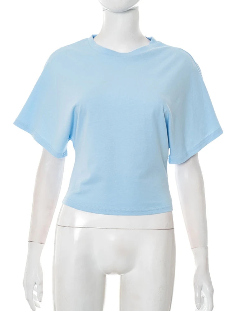 Women's cotton t-shirt summer 2025 baggy crop top French style elegant blouses Sense of design Short sleeve tee casual y25tp031