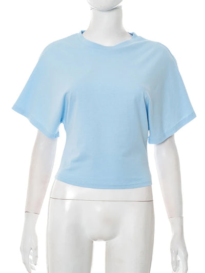 Women's cotton t-shirt summer 2025 baggy crop top French style elegant blouses Sense of design Short sleeve tee casual y25tp031