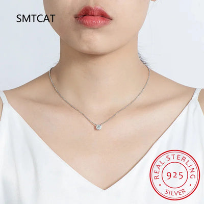 1CT 2CT 3CT Moissanite Pendant Necklace For Women Original 925 Silver Chains Solitaire Drop Necklaces Bridal Fine Jewelry