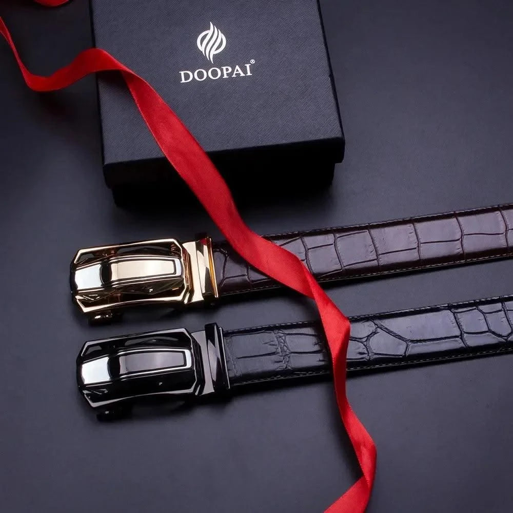 Men Belts Leather Automatic Alloy Buckle Belts