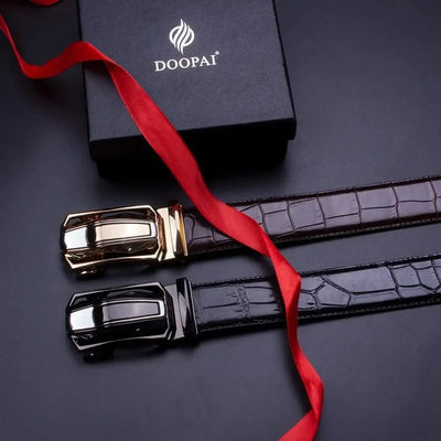 Men Belts Leather Automatic Alloy Buckle Belts