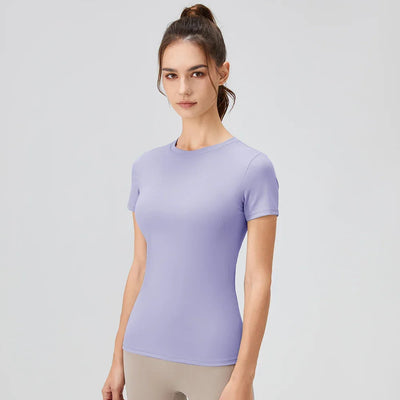 2024 Women Sports Shirt Tight Yoga top Quick Dry Gym Top Outdoor Short Sleeve Running Sportswear Women T-shirts - Elanique