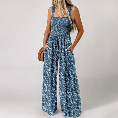 Summer Sexy Sling Jumpsuits Women'S Fashion Printed Loose Pencil Pants Casual Streetwear Elegant Party Female Spaghetti Rompers