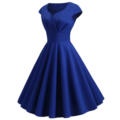Pink Summer Elegant Party Midi Dress Women V Neck Vintage Robe Elegant Vintage Rockabilly Pin Up Party Office Midi Dresses