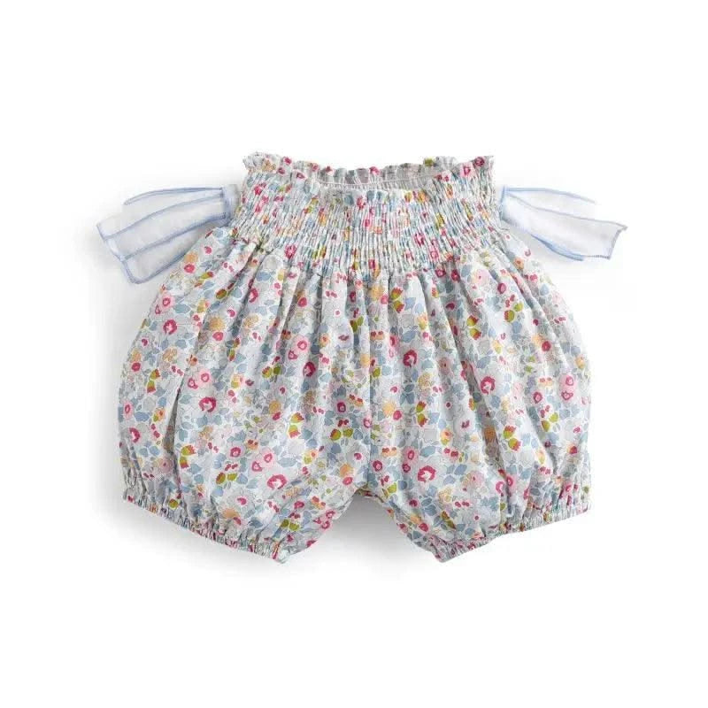 Summer Clothes Set for Baby Girls Kids Kawaii Vest Tops and Floral Printed Butt Pants Children Korean Style Casual Playwear