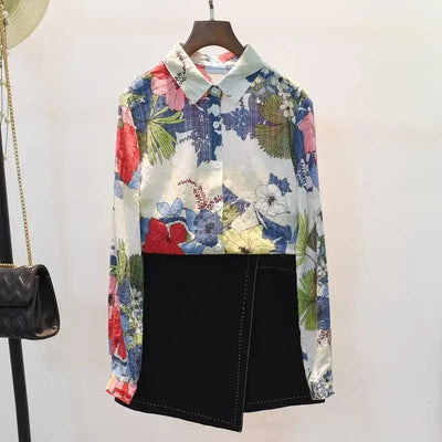 Spring Autumn Cotton Linen Casual Fashion Floral Print Shirt Ladies Loose All-match Sweet Blouse Femme Comfortable Top Women