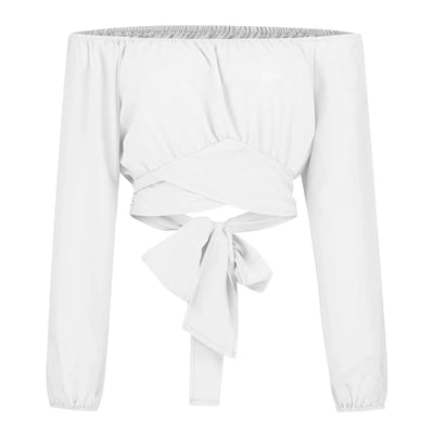 Women Sexy Off Shoulder Blouse Chic and Elegant Printing Lantern Long Sleeve