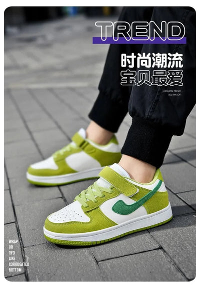 Boys' sports shoes 2025 new leather-covered waterproof children's casual shoes primary school trend non-slip board shoes