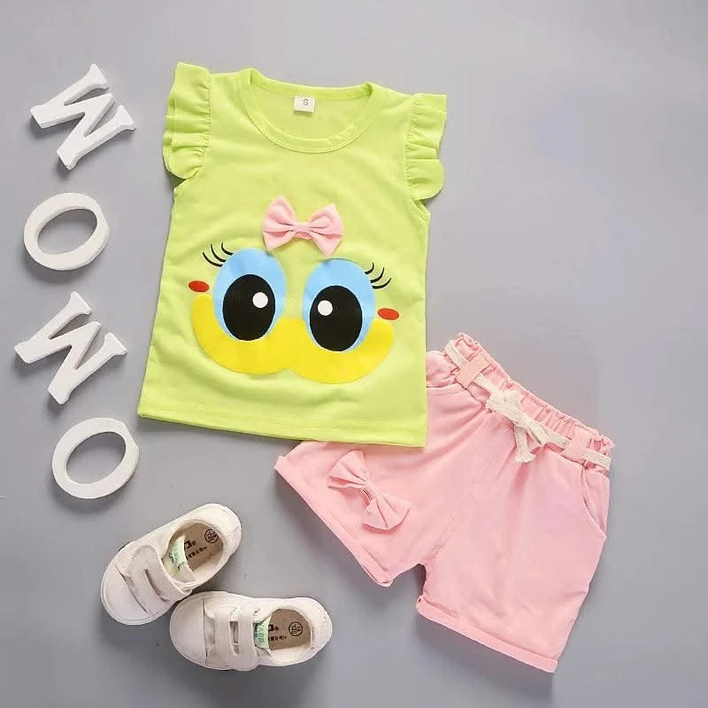 Children's Girls Clothes Summer New Baby Girl 1 2 3 4 Year Fashion Cute Vest Shorts 2Pcs/Sets Infant Outfits Kids Tracksuits