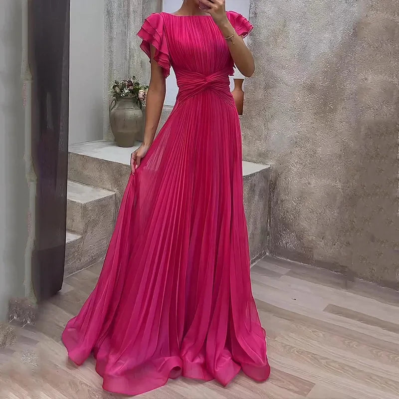 Women Ruffle Sleeve Evening Dresses for Women Solid Loose Short Sleeve Polar Dress 2023 Casual Female Clothing Outfits