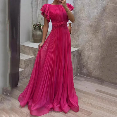 Women Ruffle Sleeve Evening Dresses for Women Solid Loose Short Sleeve Polar Dress 2023 Casual Female Clothing Outfits