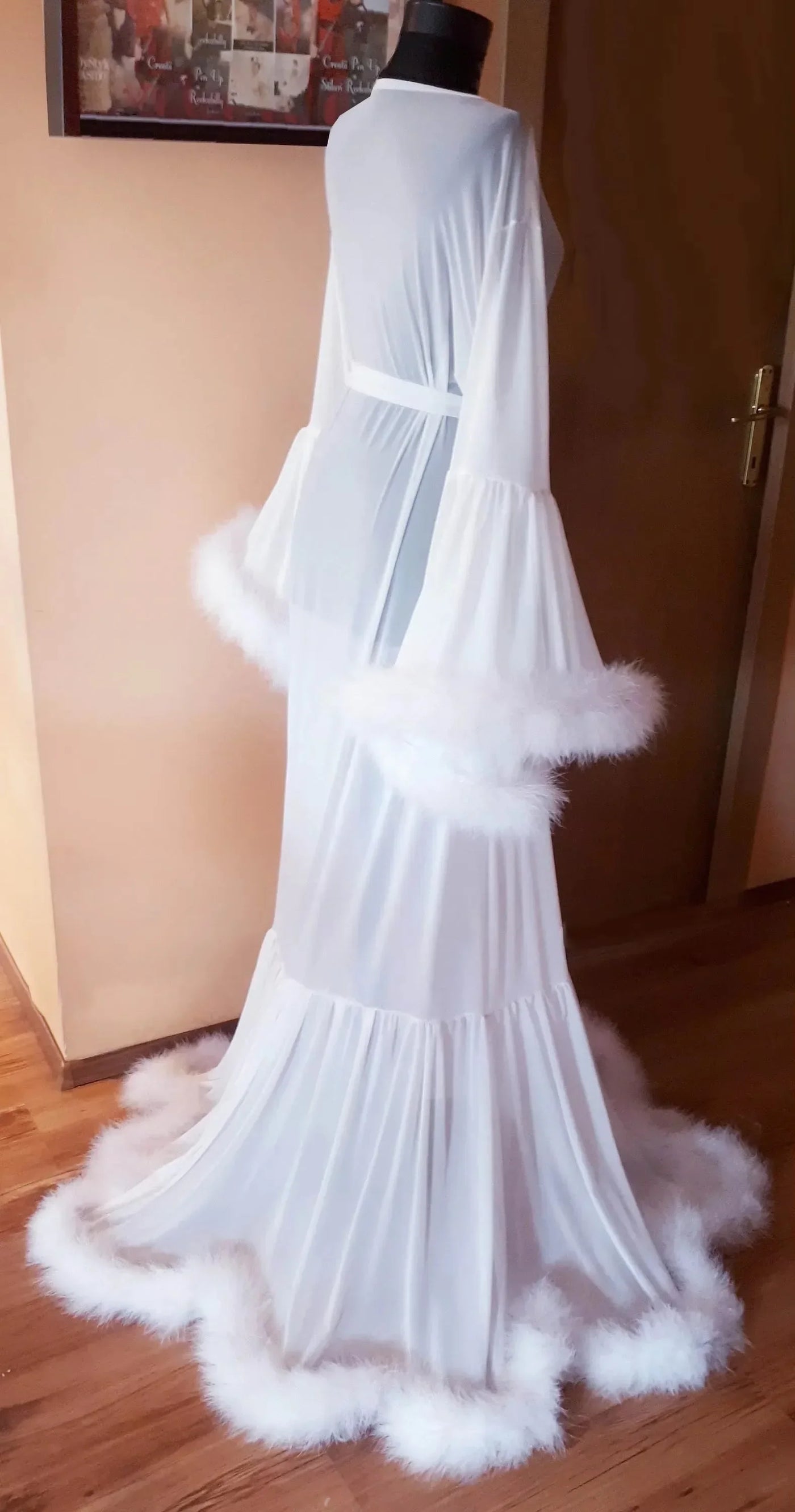 Feather Edge Wedding Robe Maternity Dress Pregnant Women Photography Gown Fur Evening Prom Slip jacket Customized