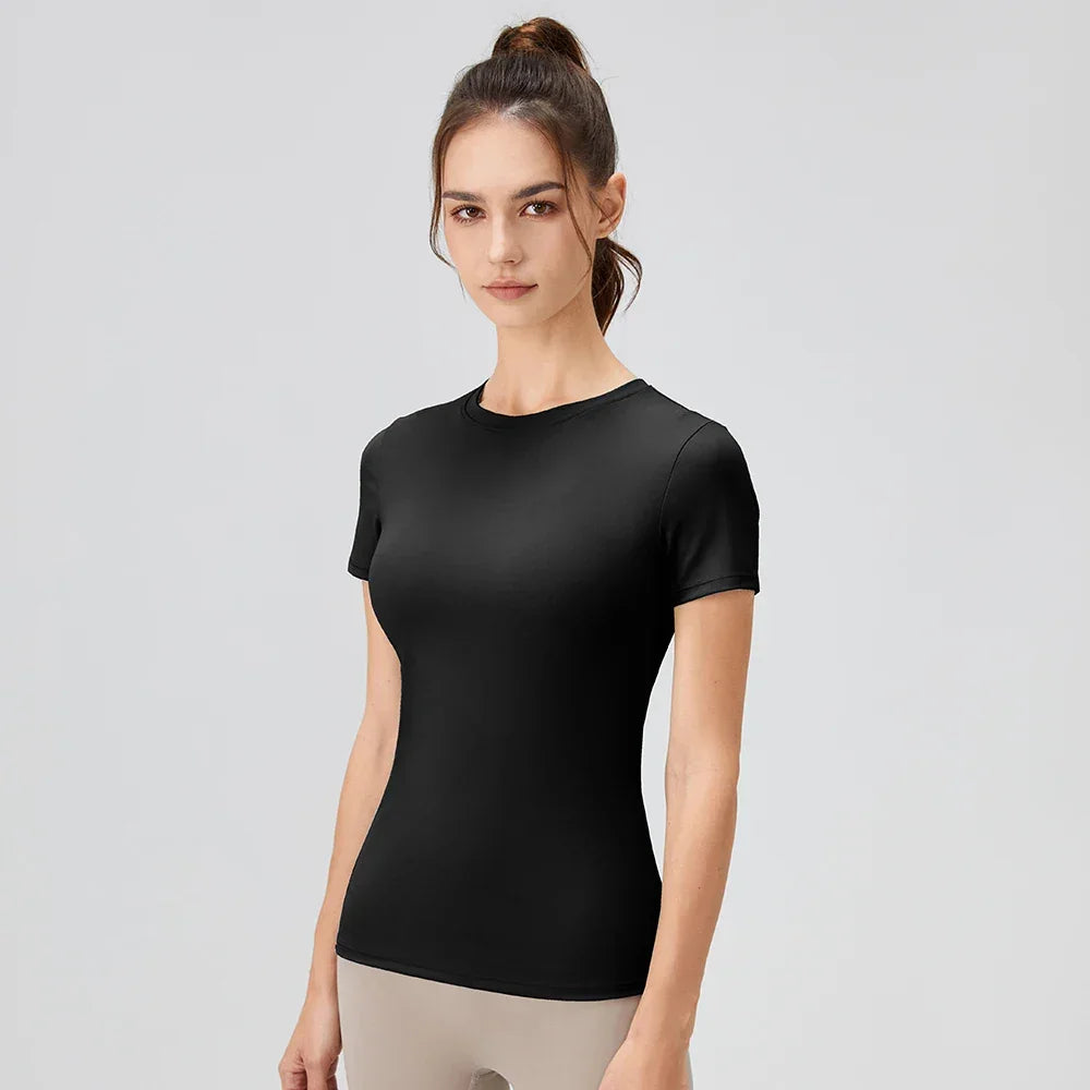 2024 Women Sports Shirt Tight Yoga top Quick Dry Gym Top Outdoor Short Sleeve Running Sportswear Women T-shirts - Elanique