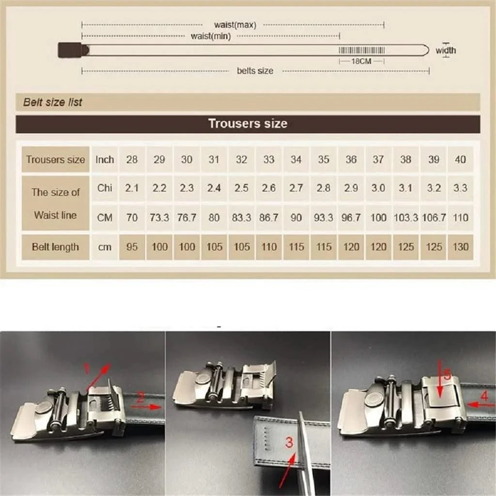 Men Black Strap Waistband Genuine Leather Automatic Buckle Belts |  Belts for Business