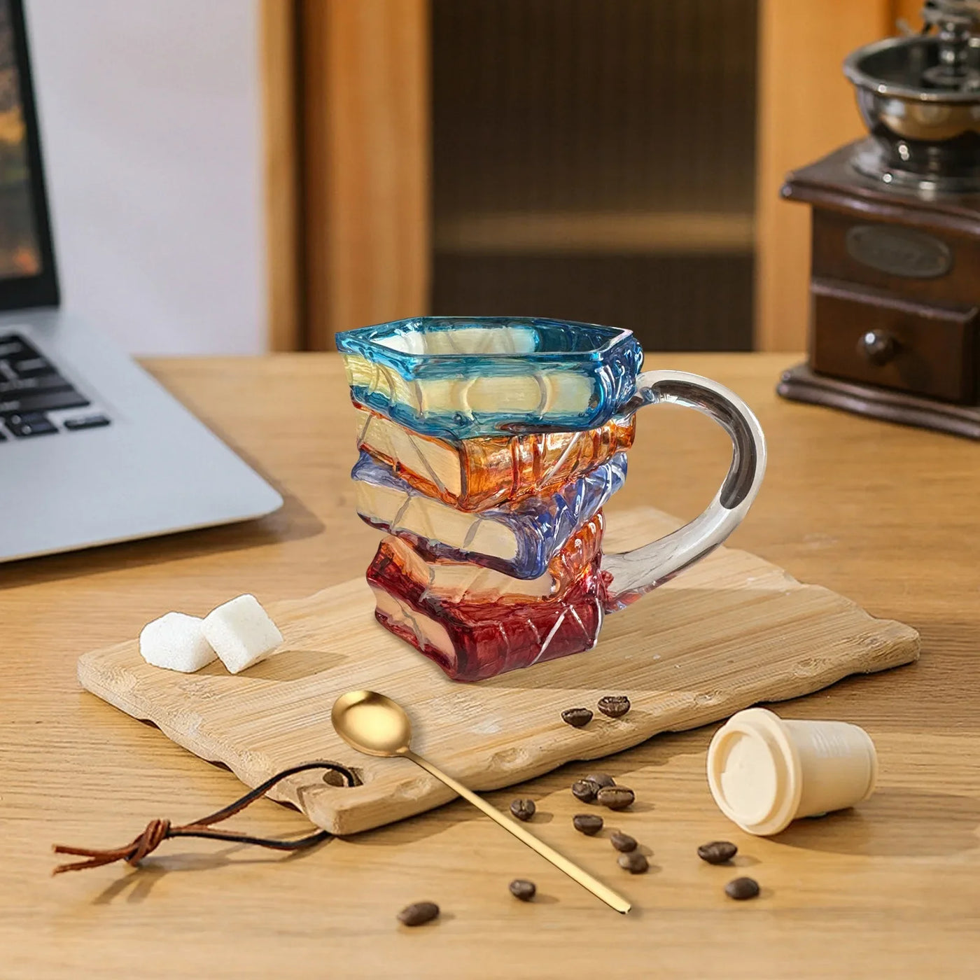 Unique Novelty Colorful Mugs Handmade Resin Drink Cup 3D Painted Books Coffee Mug Creative Book-Shaped Drinkware Mug Lover Gifts