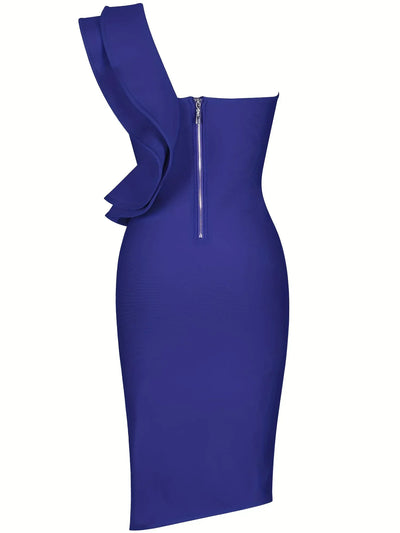 Blue Bandage Dress Women Midi Party Dress Bodycon Elegant Backless Sexy Evening Birthday Club Outfits Summer 2024