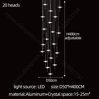 Led Chandelier Home Decoration Lighting Hanging Lamps Living Room Indoor Gloss Island Kitchen Lamps Chrome Staircase Chandelier