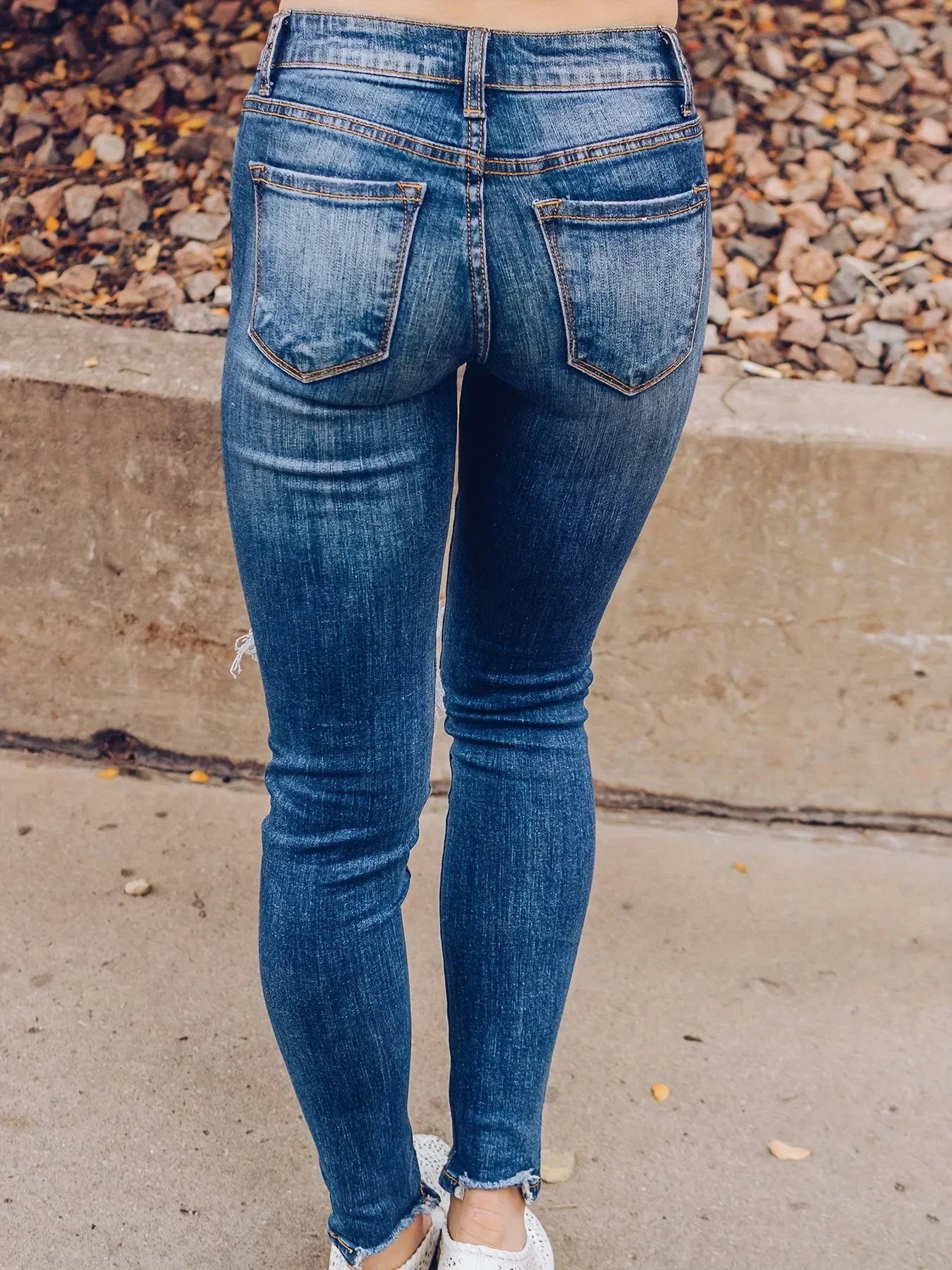 2024 Spring New Fashion Ripped Jeans for Women High Stretch Slim Denim Pencil Pants Casual Skinny Jeans S-XL