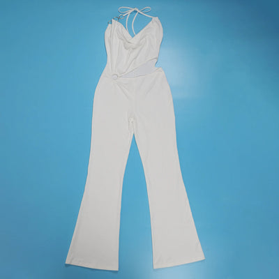 Women Jumpsuits For Summer Autumn Sleeveless Solid Color Bandage Loose Fashion Streetwear Overalls Wide Leg Pants Trousers 2025