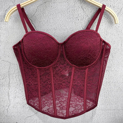Women's Shaping Sexy Lace Corset Floral Lace Lady Bustier Elegant Slim Evening Wear Crops Lady Club Party Body Shaper Top