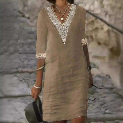 Women's Casual Midi Dresses 2025 Spring/summer Lace Cotton Linen White Dress Robes Vestido Branco Vestidos Vestidos De Mujer