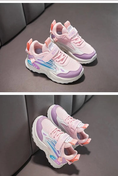 Children's Sports Shoes for Boys Girls Running Sneakers Air Mesh Fashion Classic Boys Casual Shoes Breathable White Blue Pink