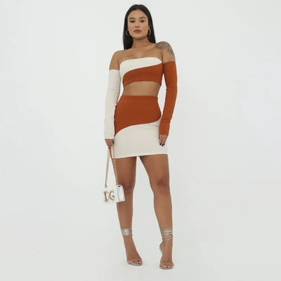 Sets for Women 2 Pieces Elegant A Line Shoulder Wrap Chest Long Sleeve Wrap Hip Outfit Skirt Set New Summer Women Dress Sets