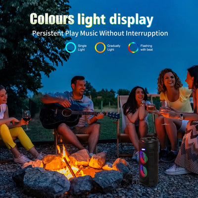 Bluetooth-Compatible Speaker Loud Boombox with Double Subwoofer Deep Bass Lights Outdoor Speaker Support USB/TF/AUX/FM/BT/MIC