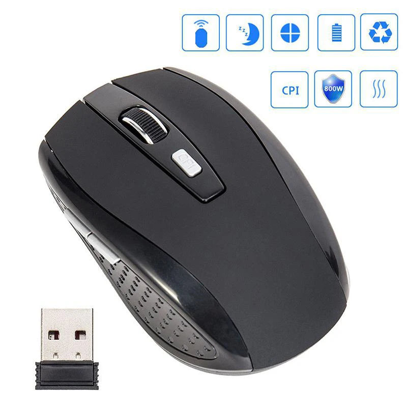 Wireless Mouse Ergonomics Mouse 2.4GHz USB Portable Mobile Optical Office Mouse Adjustable 1600DPI Levels For PC Laptop Computer