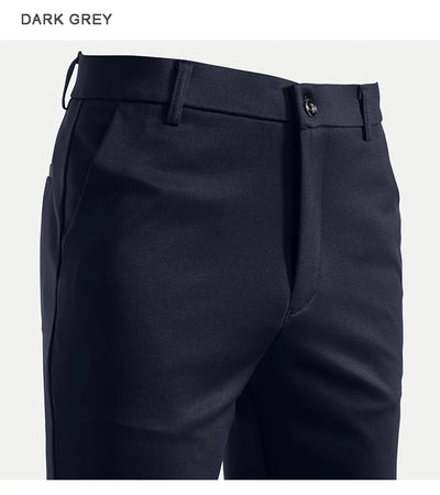 Men's Stretch Trousers Casual Smart Suit Pants Formal Straight Sport Clothing Japanese New Black Navy Elastic Office Work Pants
