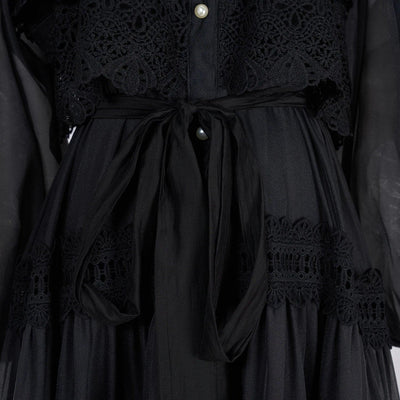 Luxury Long Dresses Women 2025 Spring Summer Embroidery Ruffle Lace Pearl Hollow Out Party Midi Dress Shirt Full Sleeve Vestidos