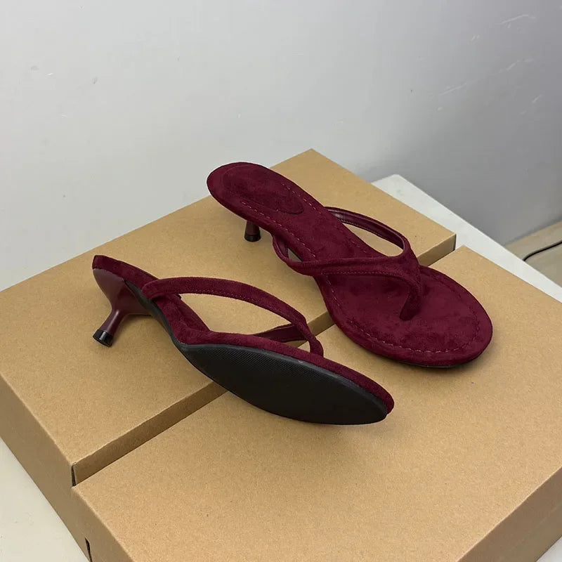 2025 Female Slip On Footwear Fashion Shallow Women Low Heel Sandals Shoes Slingbacks Pointed Toe Ladies Heeled Sandals Shoes - Elanique
