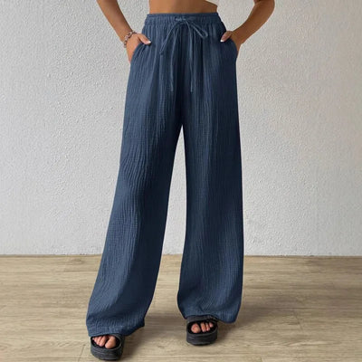 Wide Leg Floor Length Pants Women Drawstring Pant Loose Y2k Streetwear Capris Pockets Casual Sports Summer High Waist Basics