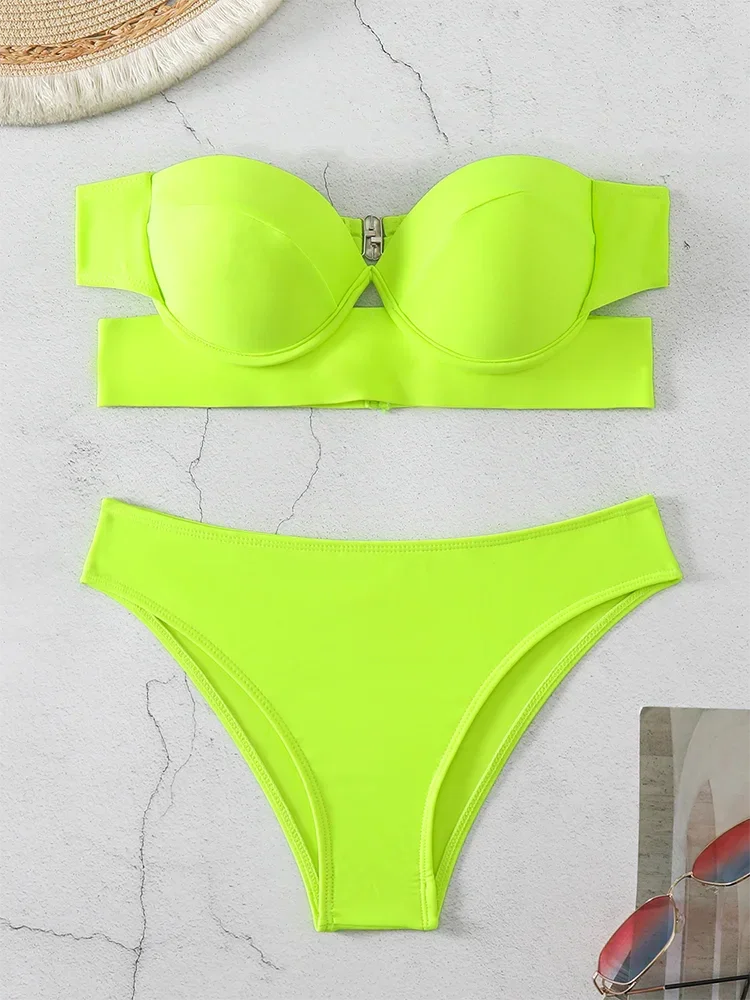 2025 Woman Separate Swimsuit Beach Outfits High Waist Sexy Bikini Set 2 Pieces Plus Size Bathing Suit Feminine Women's Swimwear